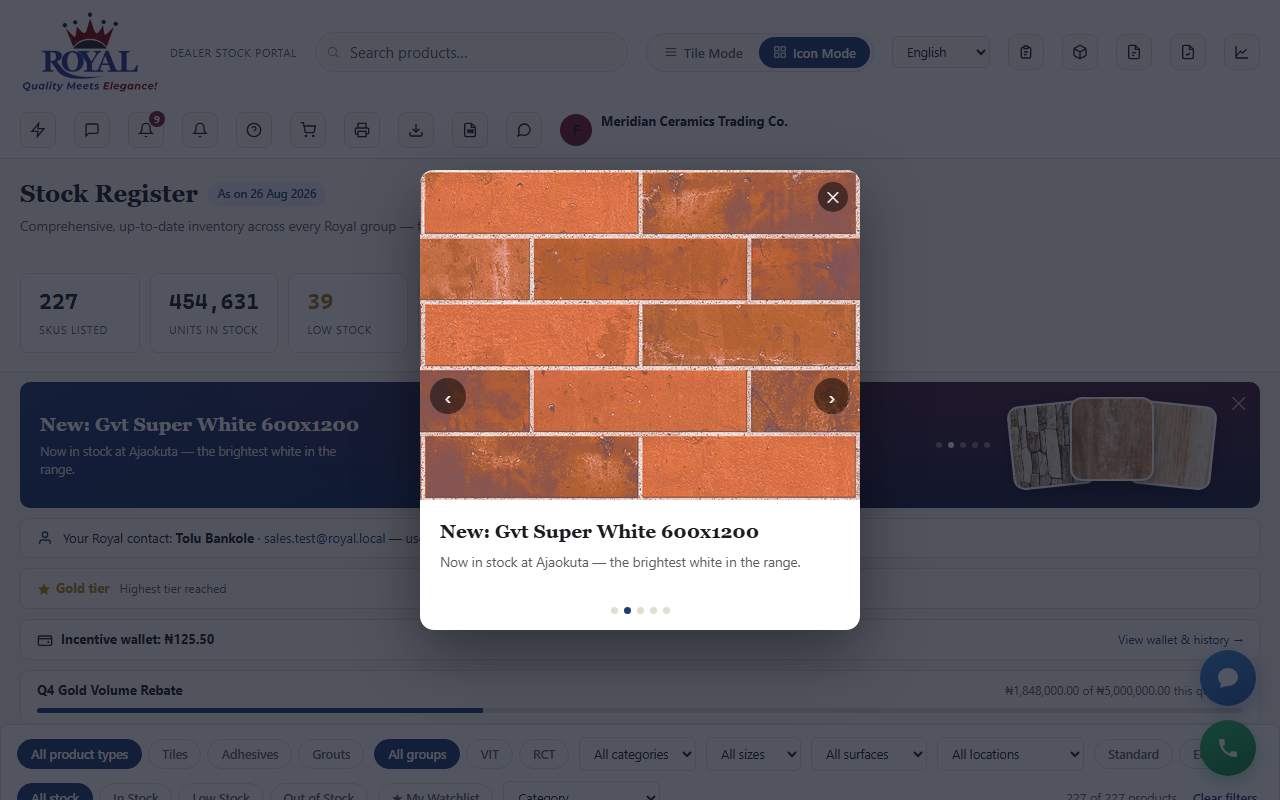 A promo popup shown to a dealer when they open their portal